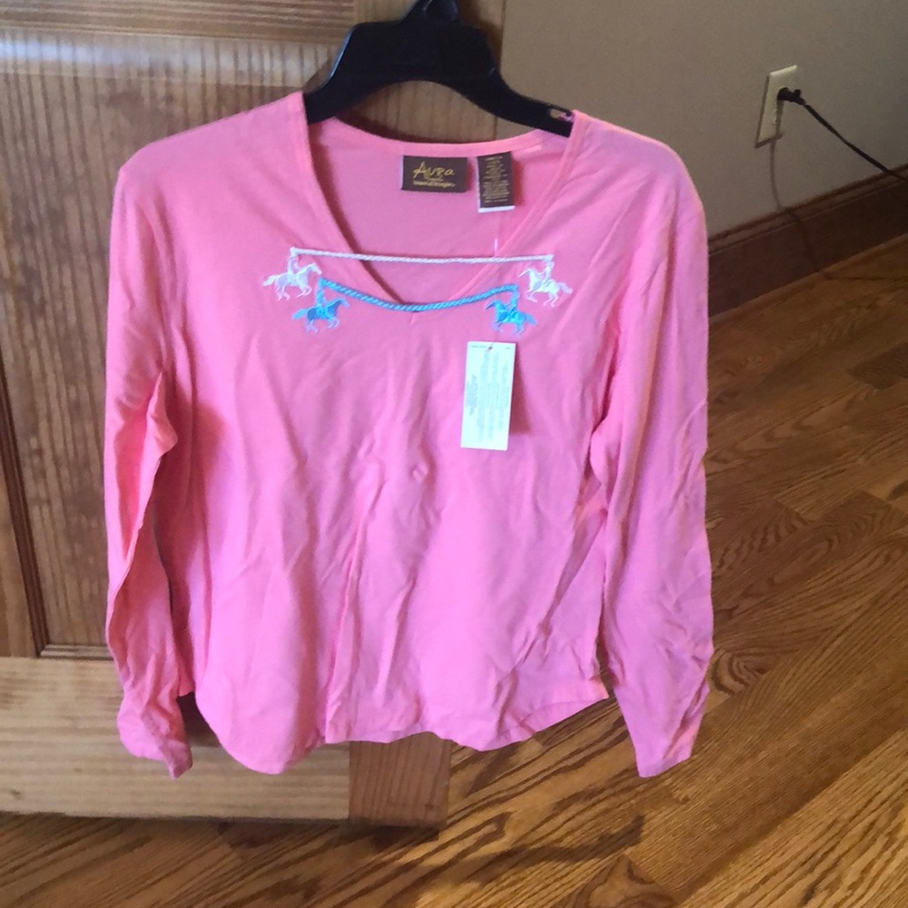 Vintage Aura by Wrangler Long Sleeve Pink Tee - Picture 2 of 6